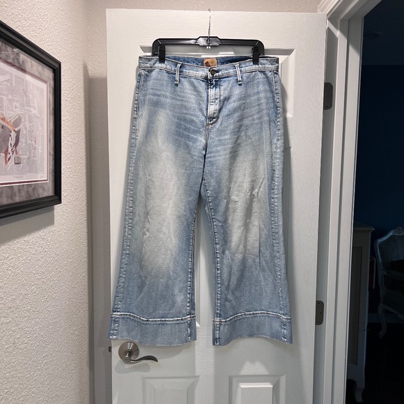 Sundance Catalog Driftwood Charlie Wide Leg Crop Jeans Denim 31 Faded Wash - Picture 4 of 6